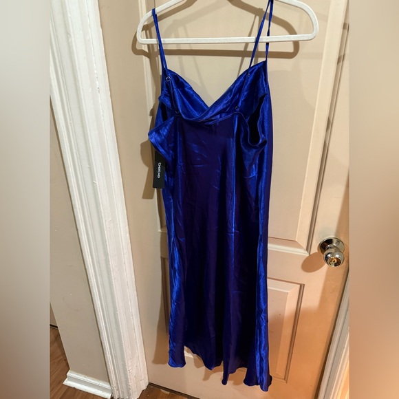 bebe Blue Satin Midi Dress - Picture 3 of 3